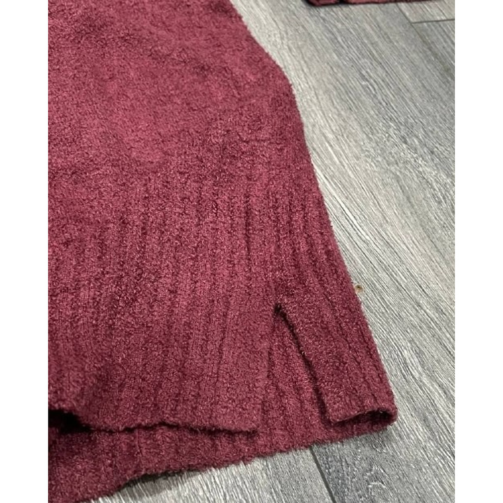 Barefoot Dreams CozyChic Lite Relaxed Hooded Cardigan Pockets Berry M A006831 - Picture 7 of 10